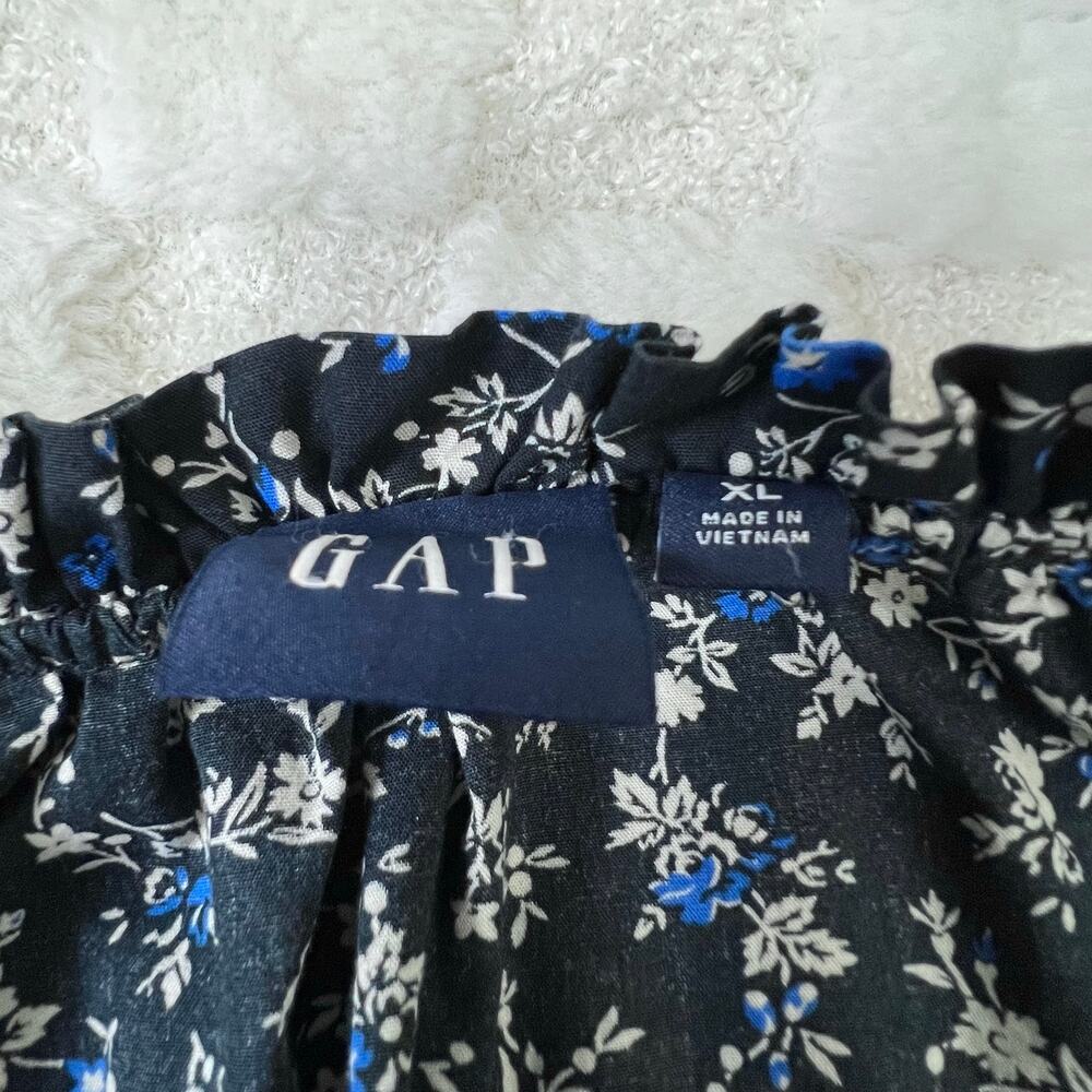 GAP Floral Midi Dress XL Navy Blue Smocked Waist - Picture 3 of 10